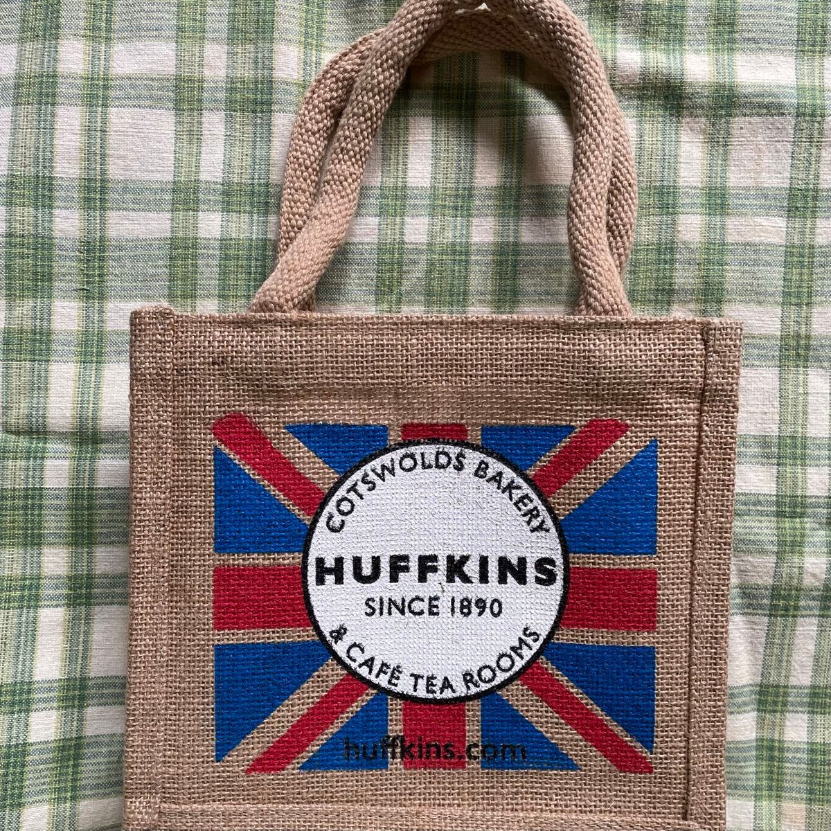 新品・未使用！HUFFKINS/ハフキンス　ジュートバッグ/Mサイズ　ユニオンジャック(イギリス国旗)柄