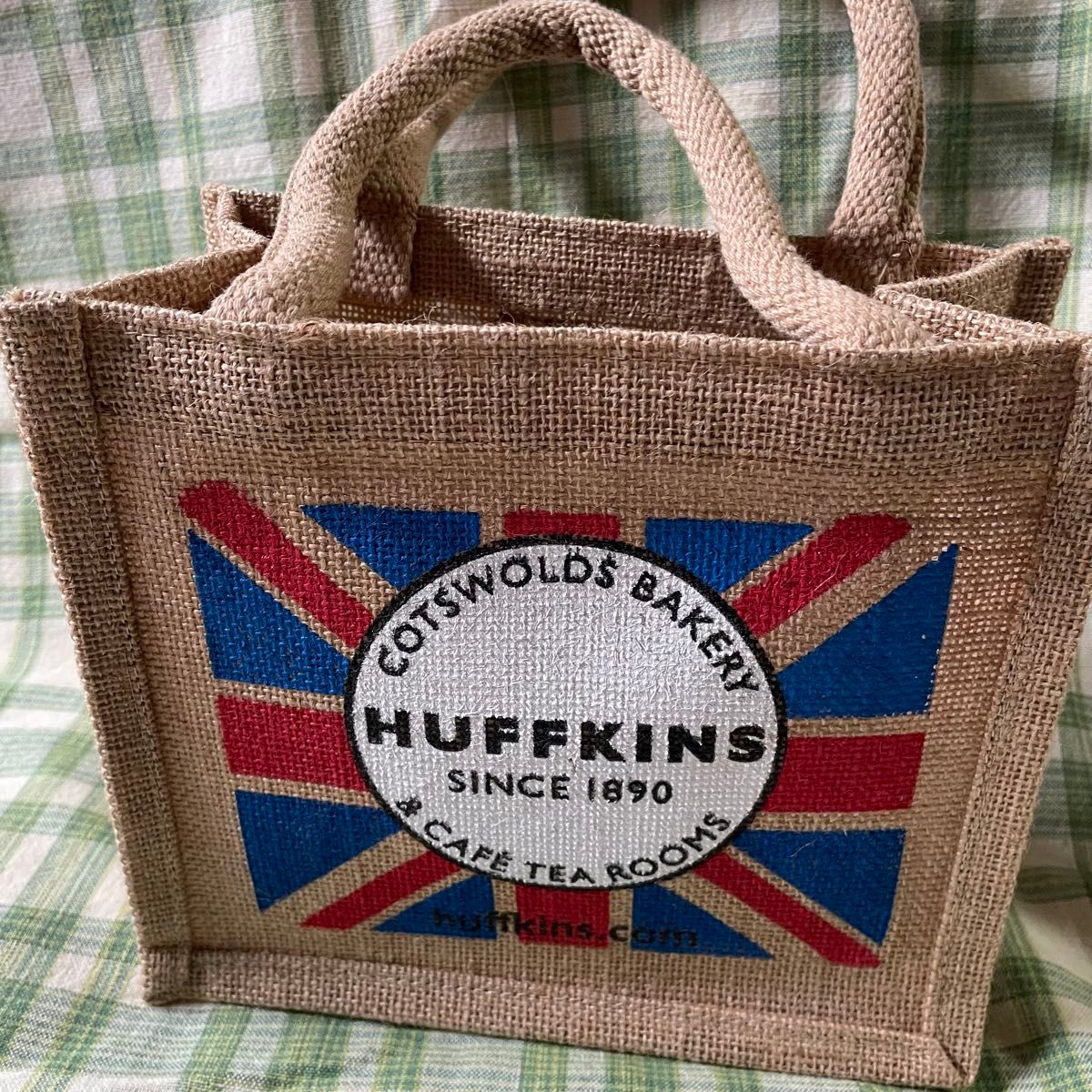 新品・未使用！HUFFKINS/ハフキンス　ジュートバッグ/Mサイズ　ユニオンジャック(イギリス国旗)柄