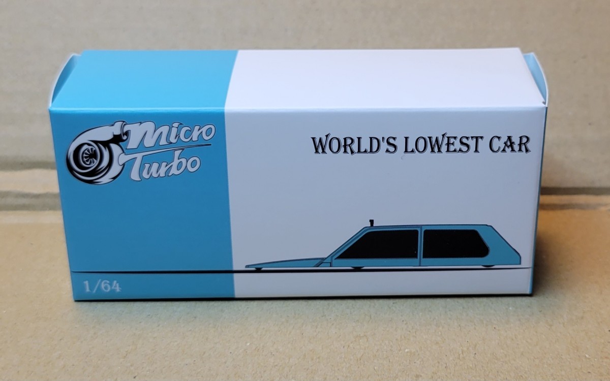 1/64 ミニカー microturbo world's lowest car 地面に埋まって見える車 シャコタン 魔改造 カスタムカー ティファニーブルー 青 _画像3