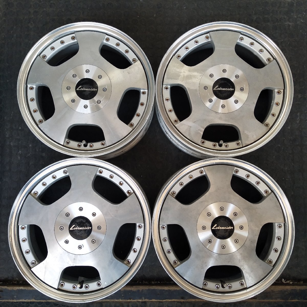 管理番号：A3-72【4本価格】【15x5.5J 4x100 ET+38 ハブ67】Lehrmeister ディッシュ・2ピース・アクア ヴィッツ等・適格請求書発行可能の画像1