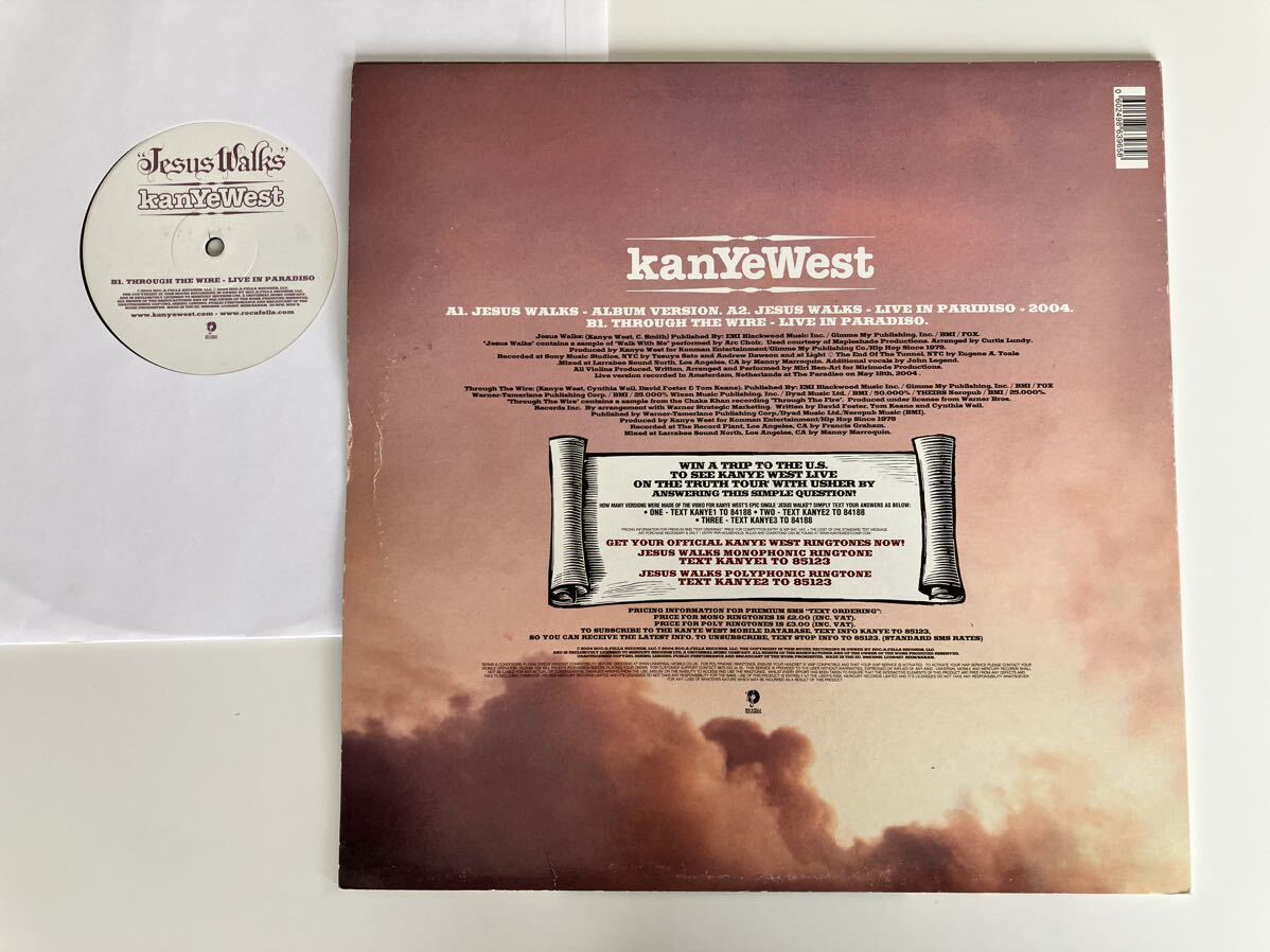 Kanye West / Jesus Walks(Album&Live)/Through The Wire(Live) 12incg ROC-A-FELLA EU 9863965 04年盤,カニエ・ウエスト,の画像2