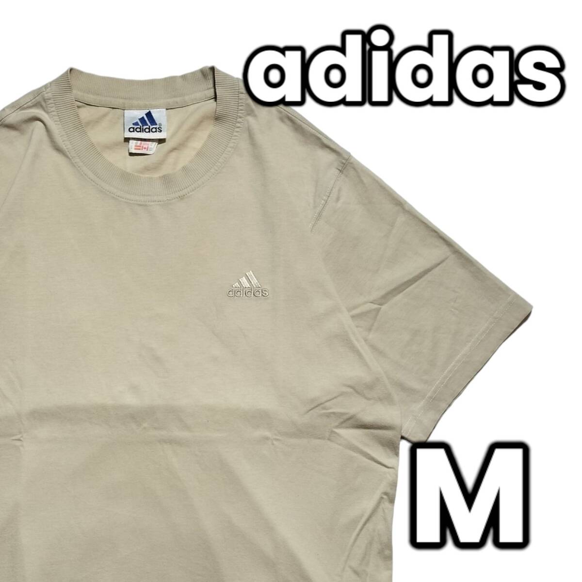 90s　adidas　アディダス　古着　Tシャツ　ロゴ　Ｍ　半袖　メンズ　万国旗タグ　90年代_画像1