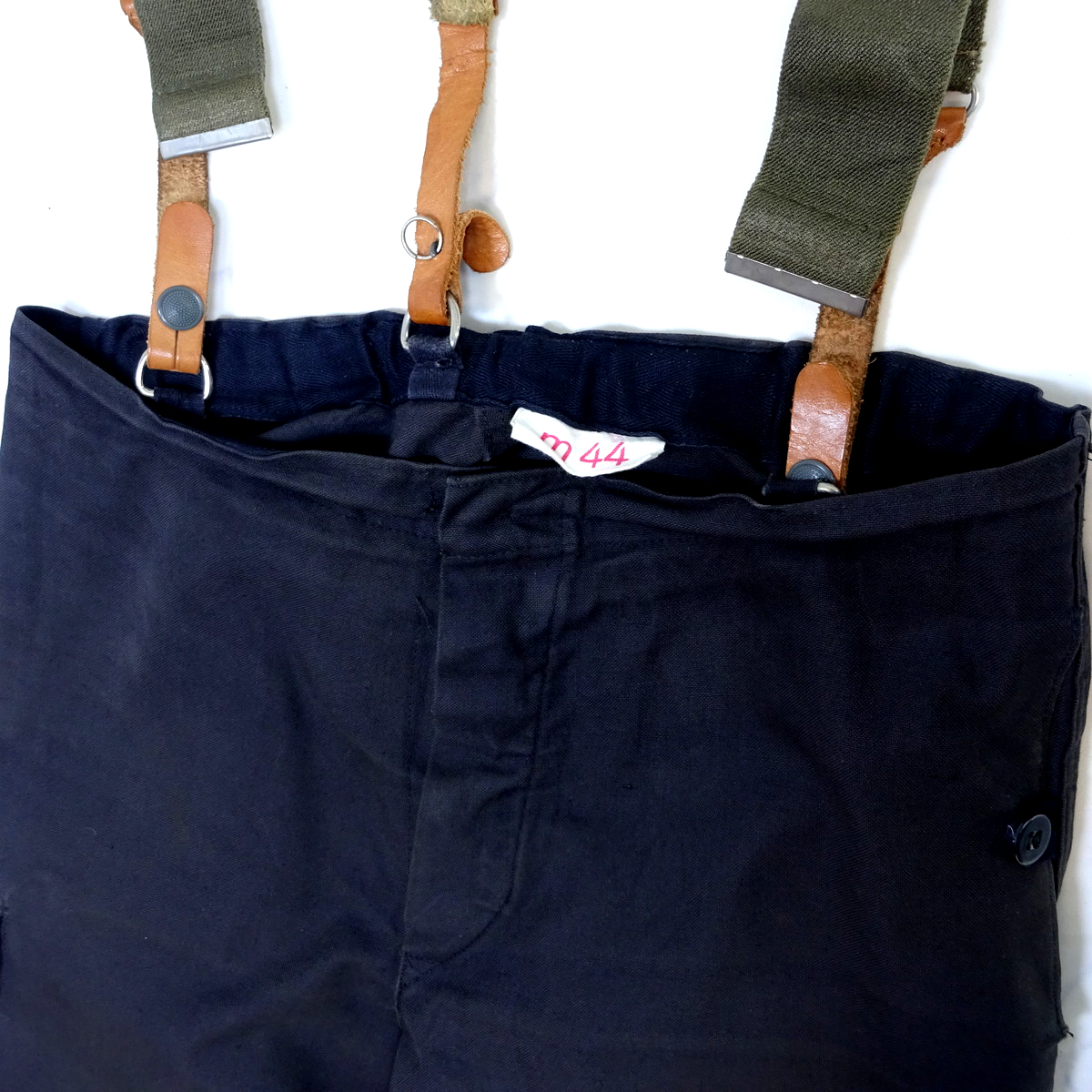 ドイツ軍 サスペンダーパンツ カーゴ ワークパンツ W34相当 黒 M44 東ドイツ WORK PANTS_画像3