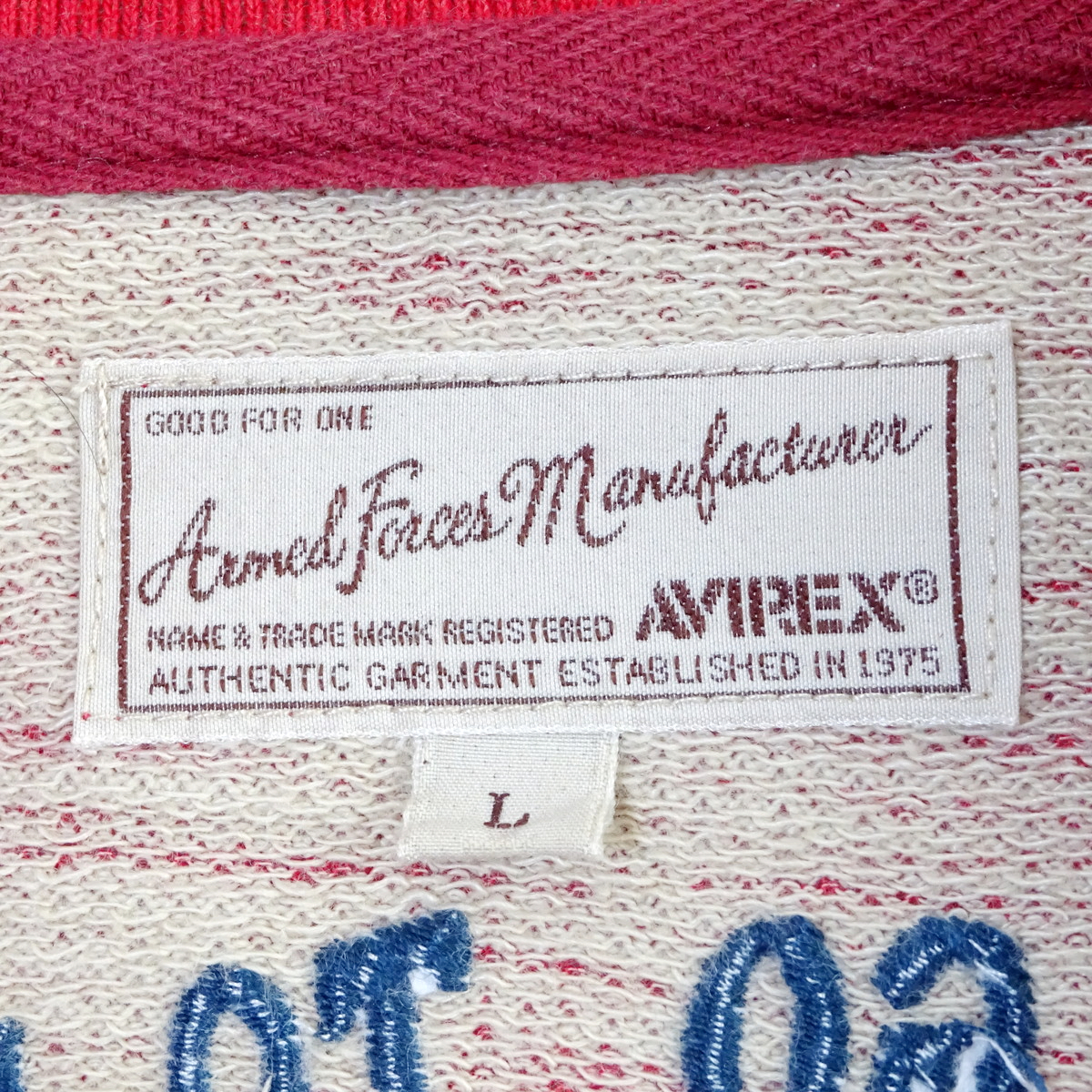 AVIREX アヴィレックス スカル ロゴ刺繍 ミリタリー スタンドカラー フルジップジャケット Mサイズ 赤_画像4