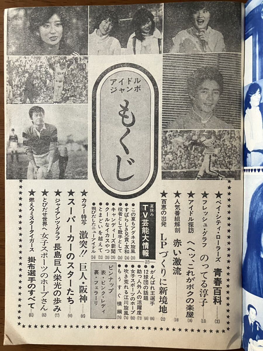 1977 中学一年コース 付録 アイドル ピンクレディー BCR 桜田淳子 山口百恵 アグネス キャンディーズ プロ野球 スーパーカー フェラーリ の画像6