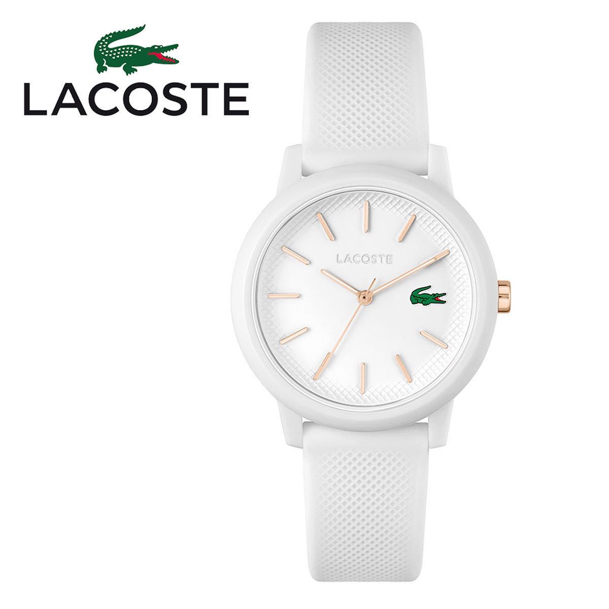 LACOSTE ラコステ L.12.12 腕時計 アナログ 2001211 レディース キッズ ホワイト ローズゴールド 36mm径 ボーイズサイズ 女性 子供 防水_画像1