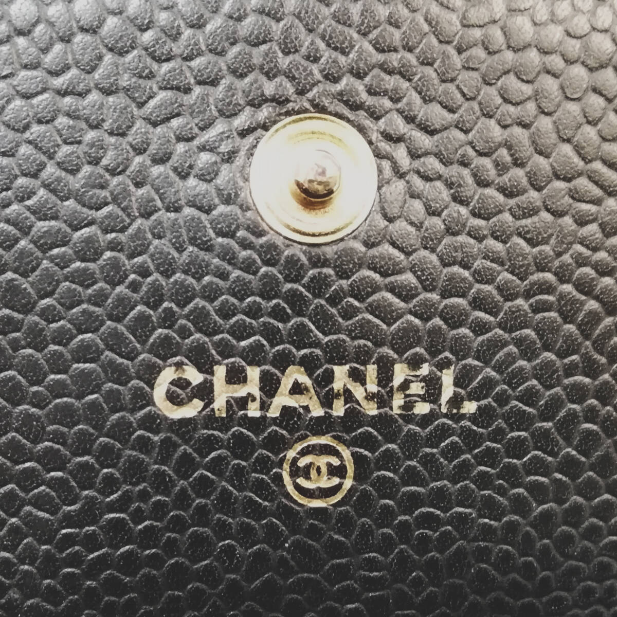 【良品】CHANEL（シャネル）マトラッセ キャビアスキン 二つ折り長財布 黒 ブラック チェーンウォレット ショルダー　人気【送料無料】369_画像5