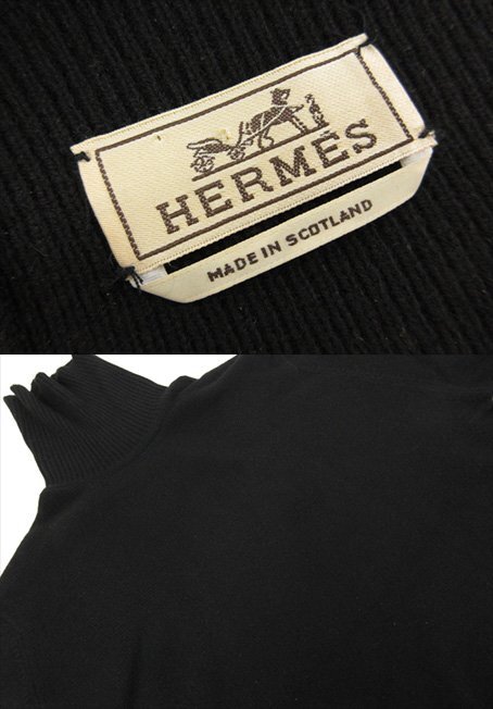 超美品【エルメス HERMES】英国製 カシミア100％ 最高級タートルネックニット セーター (メンズ) sizeL ブラック ■17HT2605■_画像5