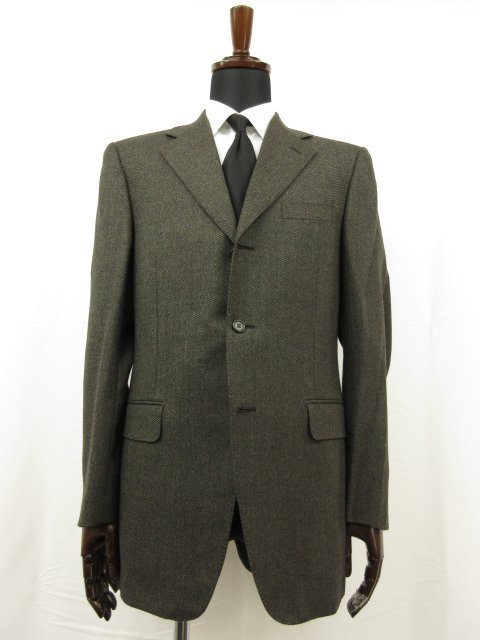 超美品 【CANALI カナーリ】 ウール シングル3ボタン ジャケット (メンズ) size48 グレー系 織柄 イタリア製 ■28MJ8870■_画像1