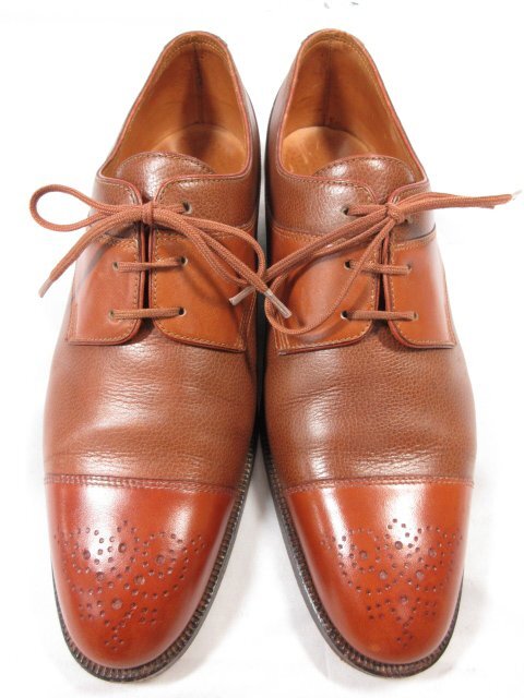 極美品 【ジョンロブ パリロブ JOHN LOBB】 ビスポーク 外羽根 コンビレザー シューズ 靴 (メンズ) size25.5～26相当 ブラウン■30HT2636■_画像3