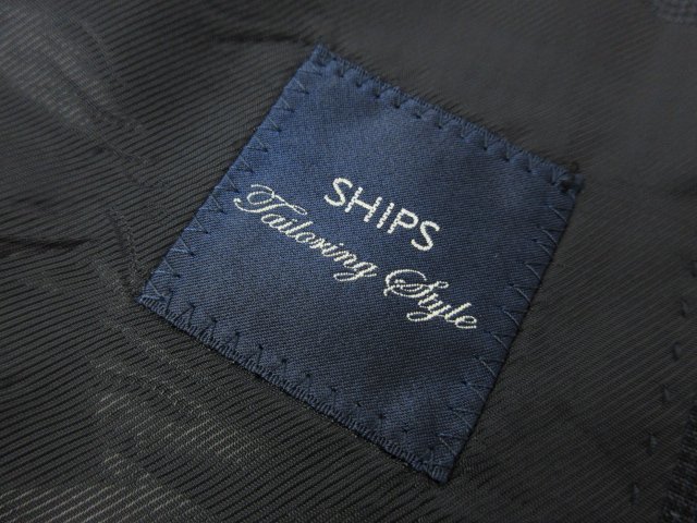  очень красивый товар [SHIPS Ships ] шелк . одиночный 3 кнопка уровень возврат . костюм ( мужской ) size48 темно-синий серия текстильный узор 117-11-1686 #27RMS7994#
