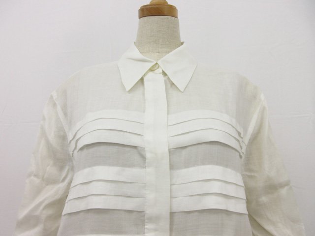 98P Vintage beautiful goods [ Chanel CHANEL]P10209V06364linen100%sia- shirt blouse ( lady's ) 42 white series . made #17HT2499#