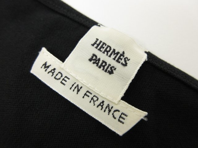 HH超美品【エルメス　HERMES】ワンポイントH刺繍 ノースリーブカットソー タンクトップ (レディース) 42 ブラック 仏製■17LT4985■_画像7