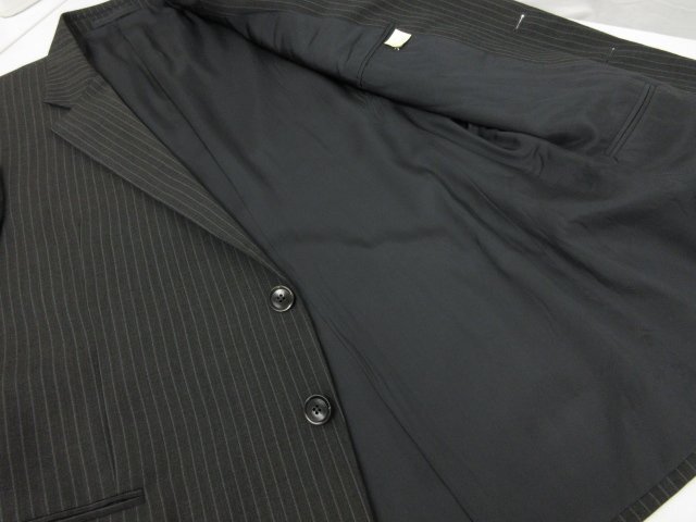  очень красивый товар [ Armani koretsio-niARMANI COLLEZIONI] 2 кнопка костюм ( мужской ) size52R/DROP-S серый серия полоса сделано в Италии #27RMS8078