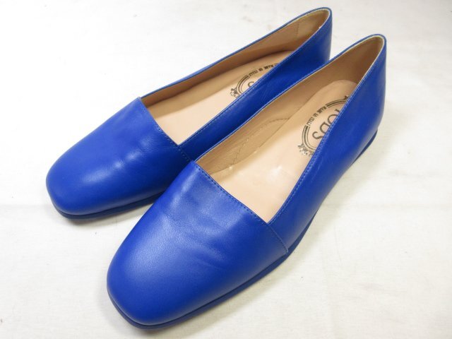 極美品 【トッズ TOD'S】 レザー フラットシューズ パンプス スリッポン 婦人靴 (レディース) size35 ブルー系■30LZ4440■_画像1