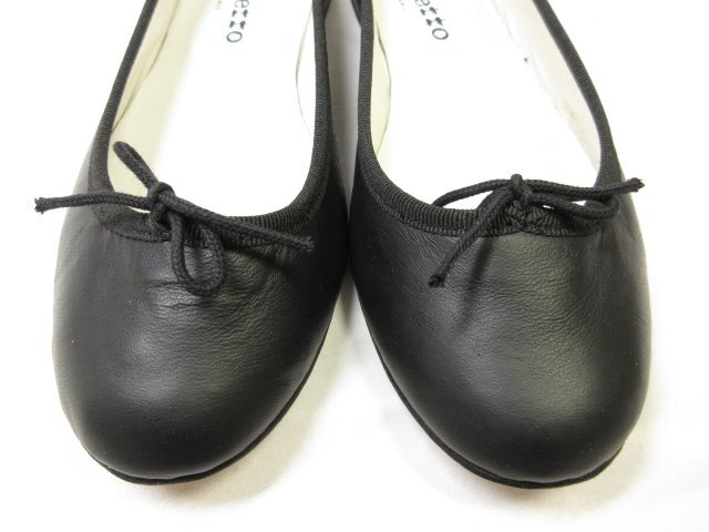 HH未使用品 【レペット Repetto】 レザー フラットソール リボン付き パンプス 婦人靴 (レディース) size38 ブラック ■30LZ4458の画像3