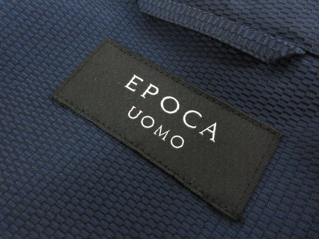 ほぼ未使用【エポカウォモ EPOCA UOMO】収納可能なフード付き 織柄ブルゾン (メンズ) size48 ネイビー系 ■17MB3383■_画像7