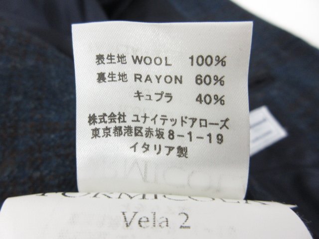 超美品 【Errico Formicola エリコフォルミコラ】 ウール 3ボタン段返り ジャケット (メンズ) size44 ネイビー系 チェック柄 ■28MJ8998■_画像8