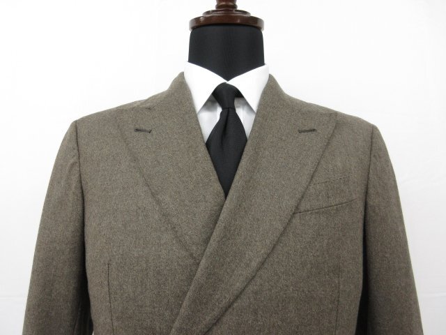 極美品 【Ermenegildo Zegna エルメネジルドゼニア】 SU MISURA Milano Easy ダブル4B オーダースーツ (メンズ) 7-44C 茶系 無地■27HR3465_画像2