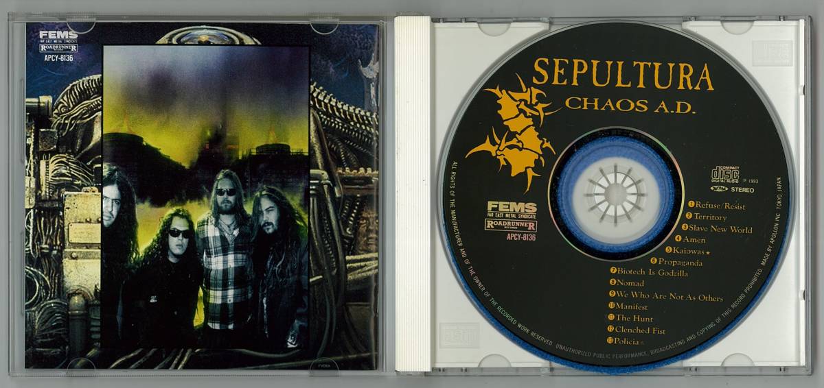 SEPULTURA ／ CHAOS A.D　国内ＣＤ帯・タトゥーシール付　　検～ thrash metallica megadeth anthrax slayer venom_画像3