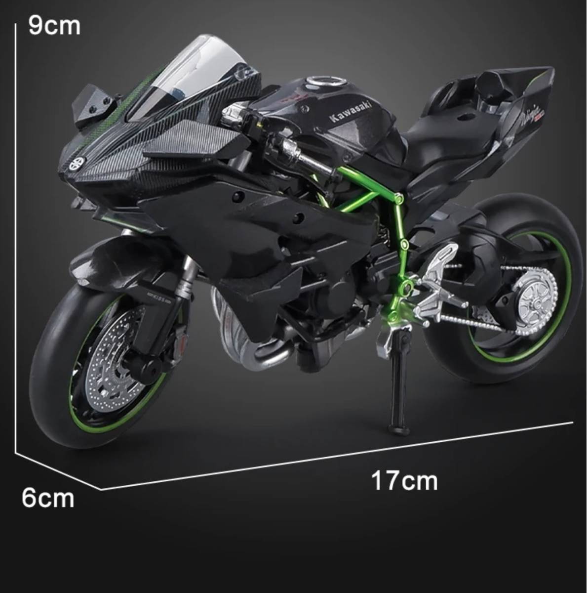 値下対策 1/12 ミニカー カワサキ NINJA H2 合金 オートバイ KAWASAKI ミニチュア オートバイ ニンジャ ブラック グリーン G200_画像8