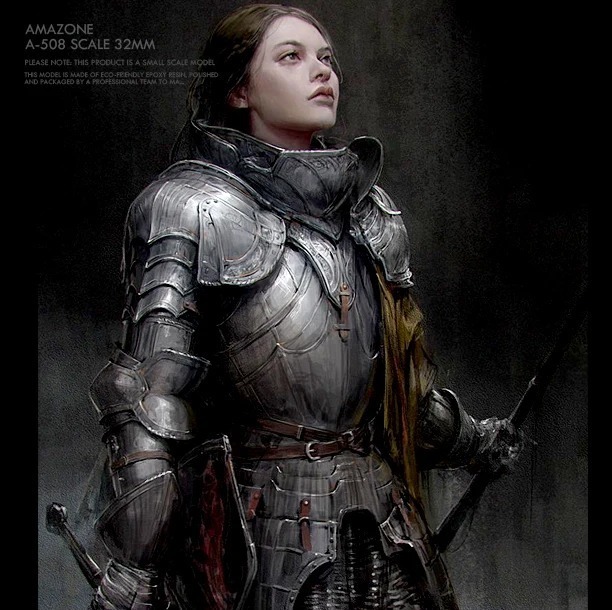ジャンヌ ダルク 模型 フィギュア 女性戦士 コレクション 模型 女性剣士 樹脂 レジン キット 未塗装 未組立 樹脂 ソルジャー 約32㎜ G991の画像1