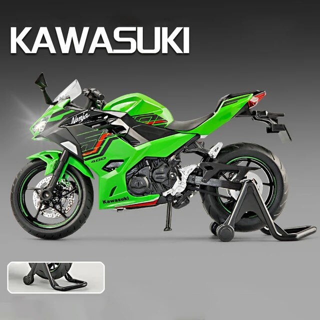 調整価格 2色 完成品 ダイキャス バイク ミニカー 合金 1/12 KAWASAKI Ninja 400 グリーン ブラック 可動 カワサキ ニンジャ G190の画像3