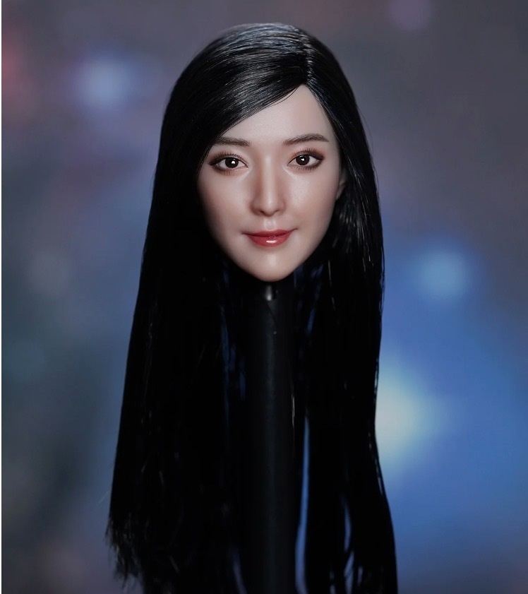 1/6 all-purpose action figure all-purpose 1/6 woman strut long custom exchange head Asia person black . surface length face miniature G057