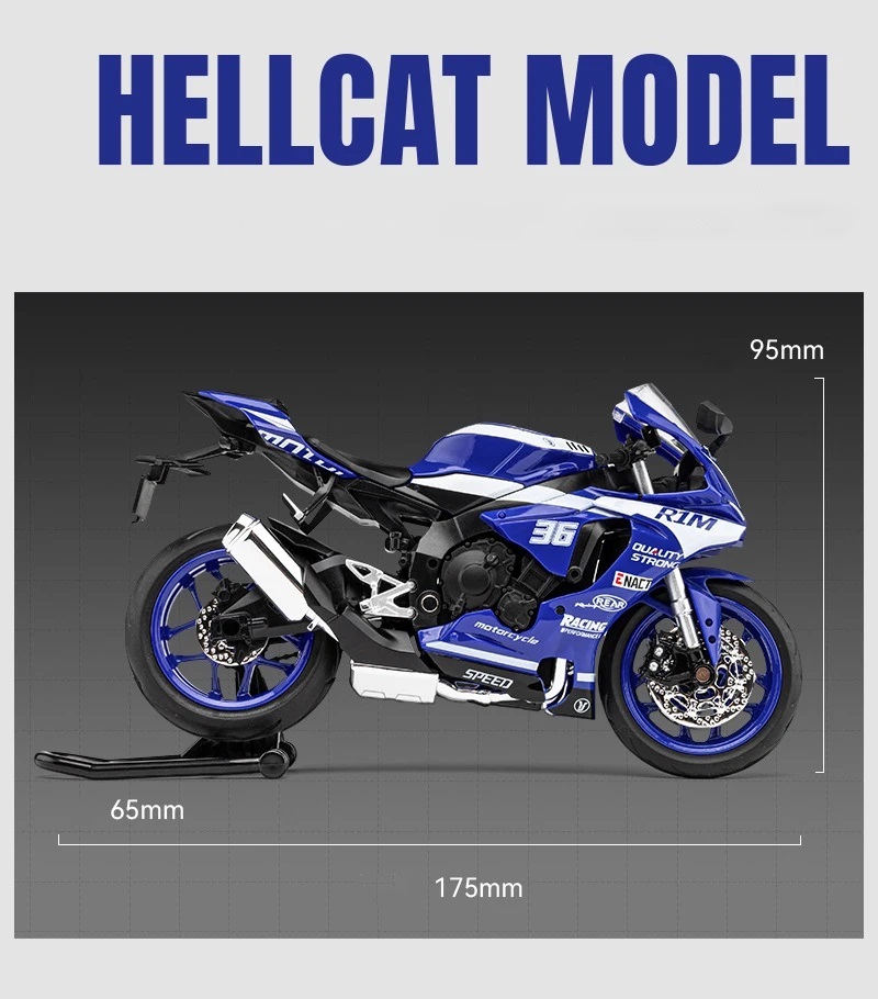 完成品 バイク ミニカー 1/12スケール 合金 ヤマハ ミニチュア YAMAHA R1M オートバイ ブルー 青 水色 モーターサイクル G184_画像4