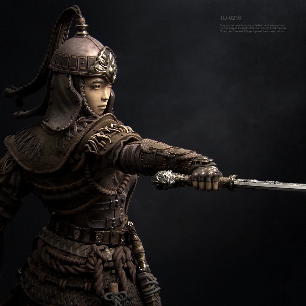 約65ｍｍ 女性 剣士 兵士 三国 ソルジャー 樹脂 模型 未塗装 未組み立て ジオラマ 模型 フィギュア G355_画像4