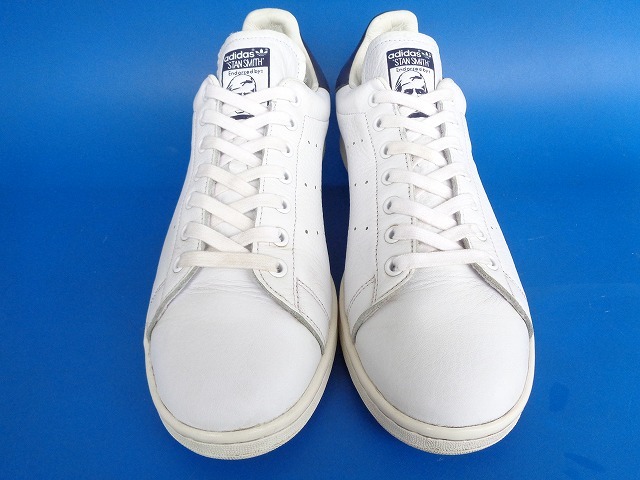 13562■美品 20年製 adidas stansmith アディダス スタンスミス 白 紺 顔つき 天然皮革 28.5 CQ2870_画像3