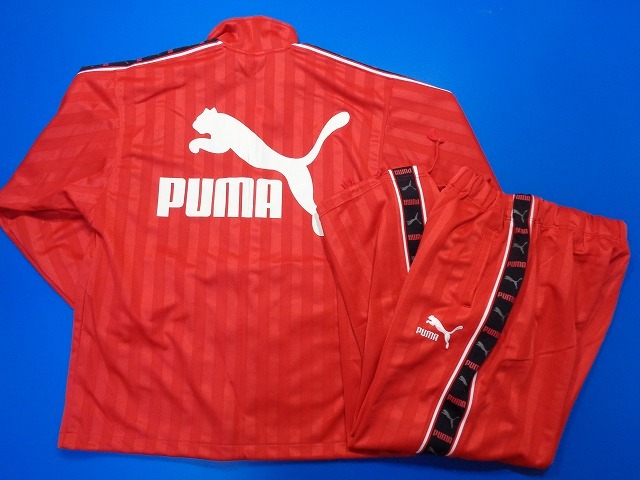 13590■美品 PUMA プーマ ジャージ 上下 セット セットアップ 赤 黒 レッド ブラック ヒットユニオン SM HIT UNION 当時もの