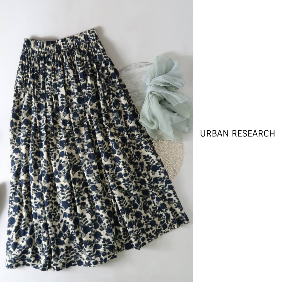 アーバンリサーチ URBAN RESEARCH☆コットン混 プリント柄スカート フリーサイズ☆C-K 1154_画像1