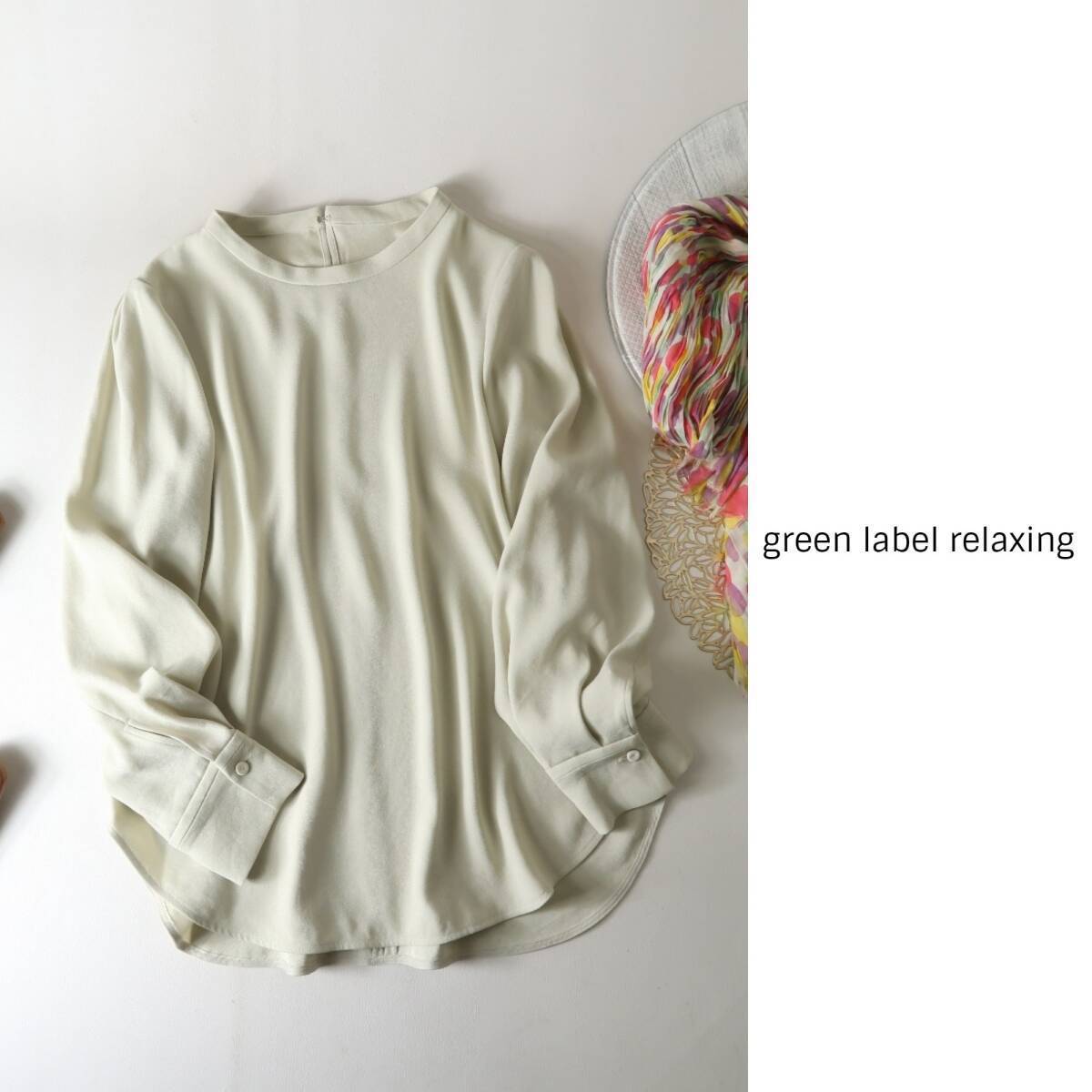 ユナイテッドアローズ/green label relaxing☆洗える スフレット クルーネック ブラウス -ストレッチ・防シワ-☆A-O 1053_画像1