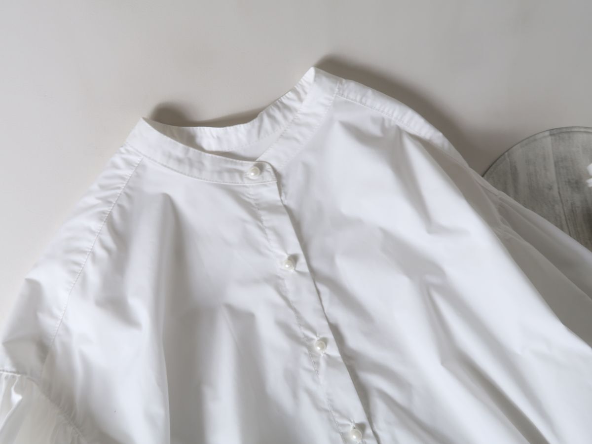 ドゥクラッセ DoCLASSE☆洗える 高密度コットン・パール風ボタンロングシャツ 11サイズ☆M-S 1387_画像3