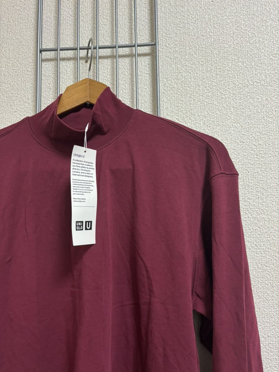 新品（タグ付き）［UNIQLO］ユニクロ　ヒートテックコットンタートルネックT 長袖　ワイン系　M Y2629_画像2