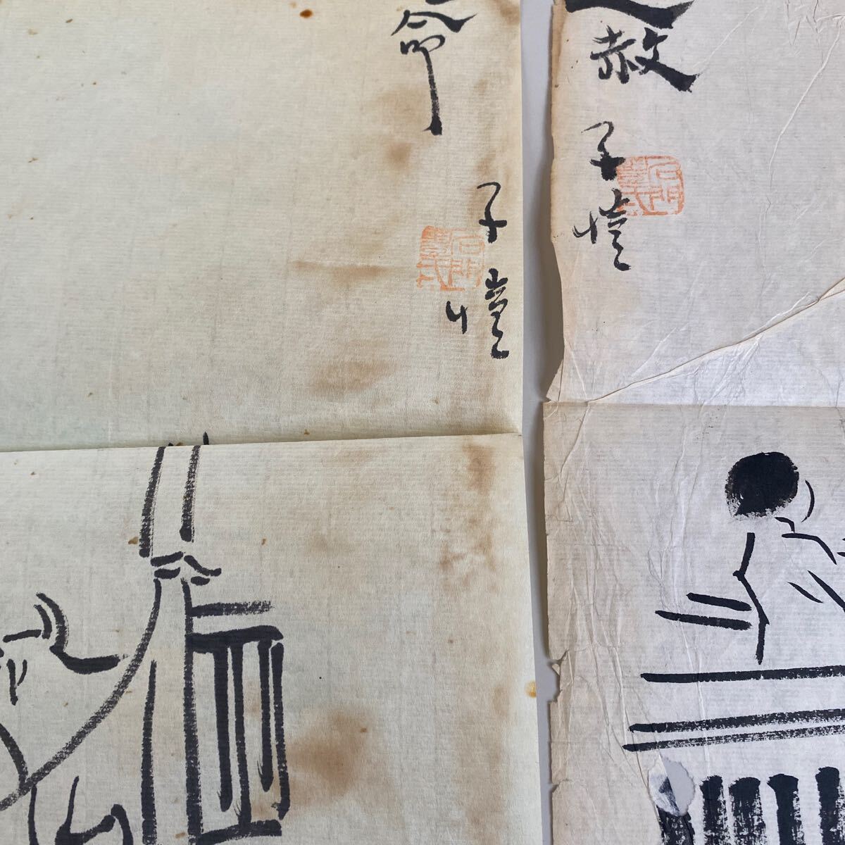 A10）肉筆 古美術 中国の著名な画家書道家豊子カイ人物の絵画作品に中古保証！肉筆で物を掘り出せ！_画像9