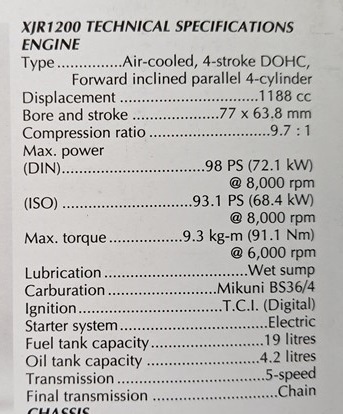 XJR1200　車体カタログ　海外版　XJR1200　古本・即決・送料無料　管理№ 6747 X_画像6