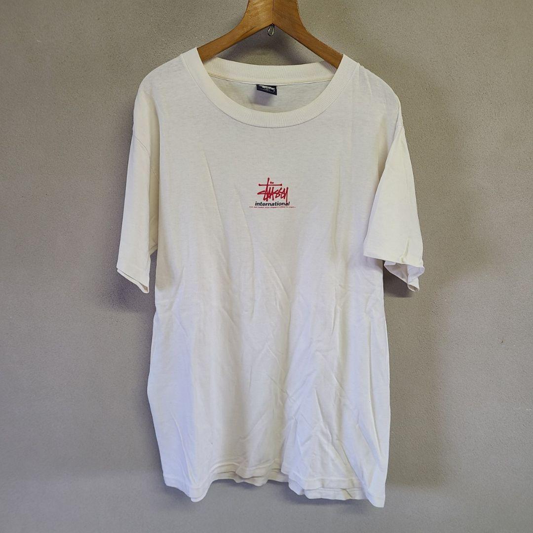 Stussy 半袖tシャツ 白 ホワイト 横浜 クイーンズスクエア 記念 M ステューシー STUSSY Tシャツ 半袖 M ロゴ プリント USA製 白