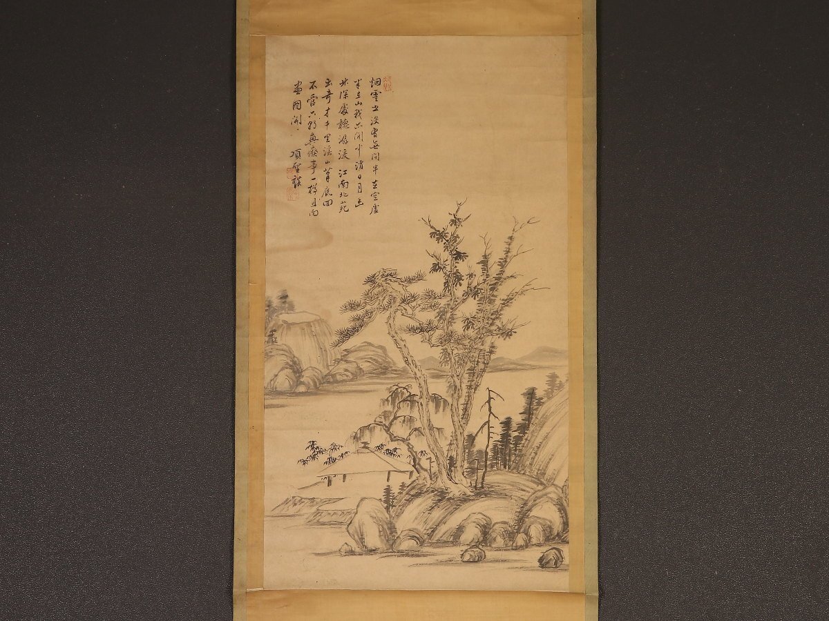 【模写】【伝来】sh6677〈項聖謨〉山水図 中国画 明代後期-清代初期