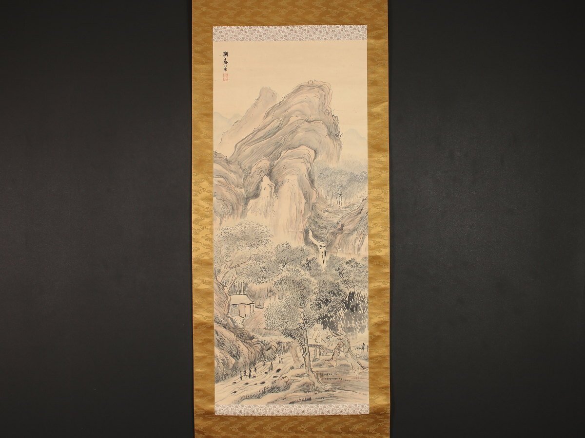 【模写】【伝来】sh5499〈与謝蕪村〉山水図 俳人 画家 江戸時代中期 大阪の人の画像1