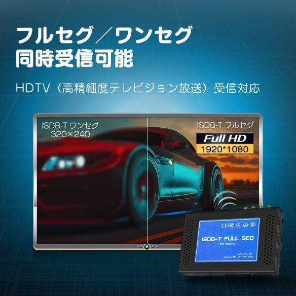 EONON 地デジチューナー 12/24V両対応 フルセグ 4x4 HDMI出力 電源記憶機能 字幕放送対応 ハイビジョンテレビチューナー TVチューナー A500_画像3