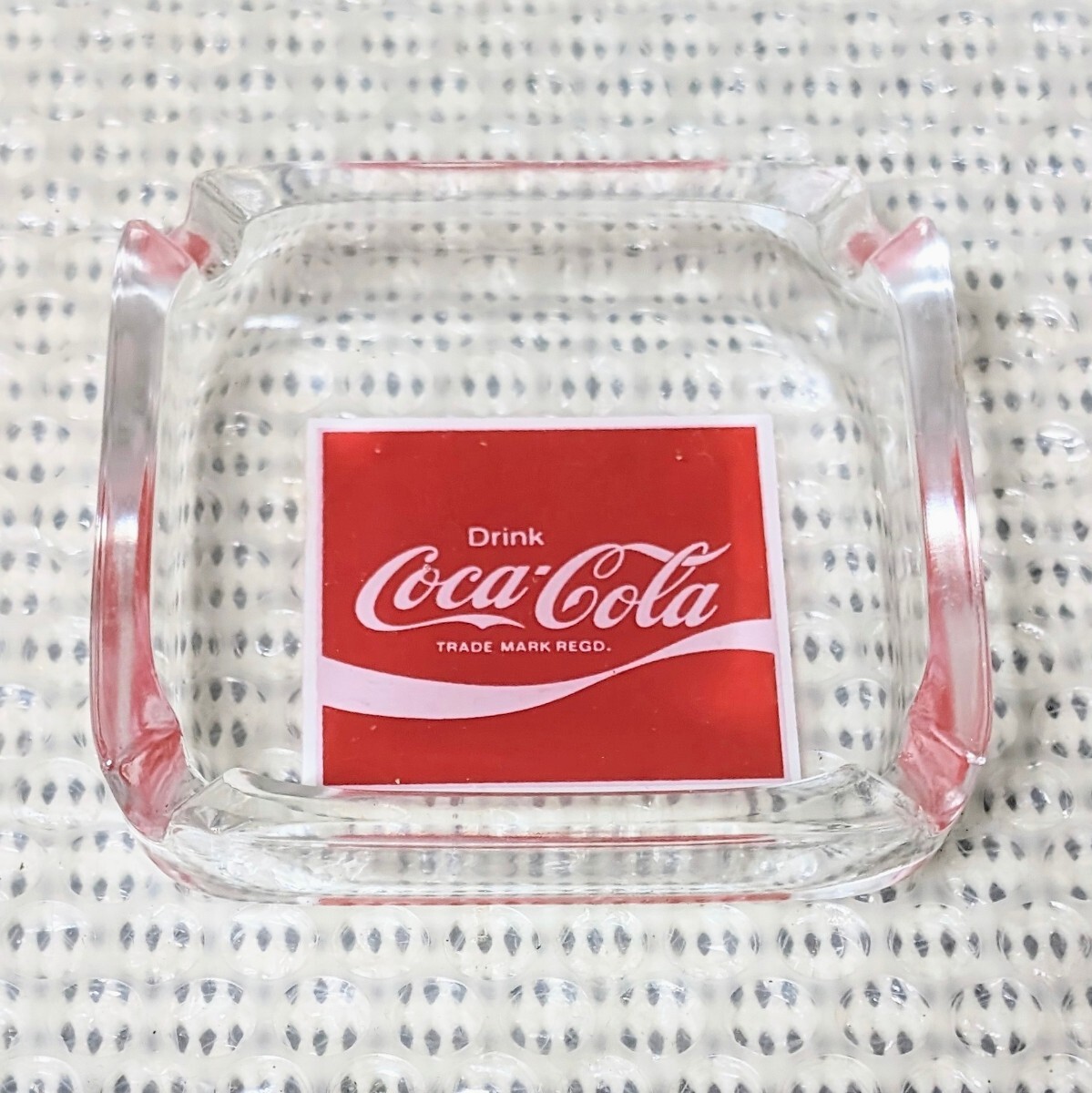 当時物 希少レア コカコーラ ガラス製灰皿 アッシュトレイ 旧ロゴ Drink Coca-Cola ドリンク コカコーラ 1971〜1986年 2個セットの画像5