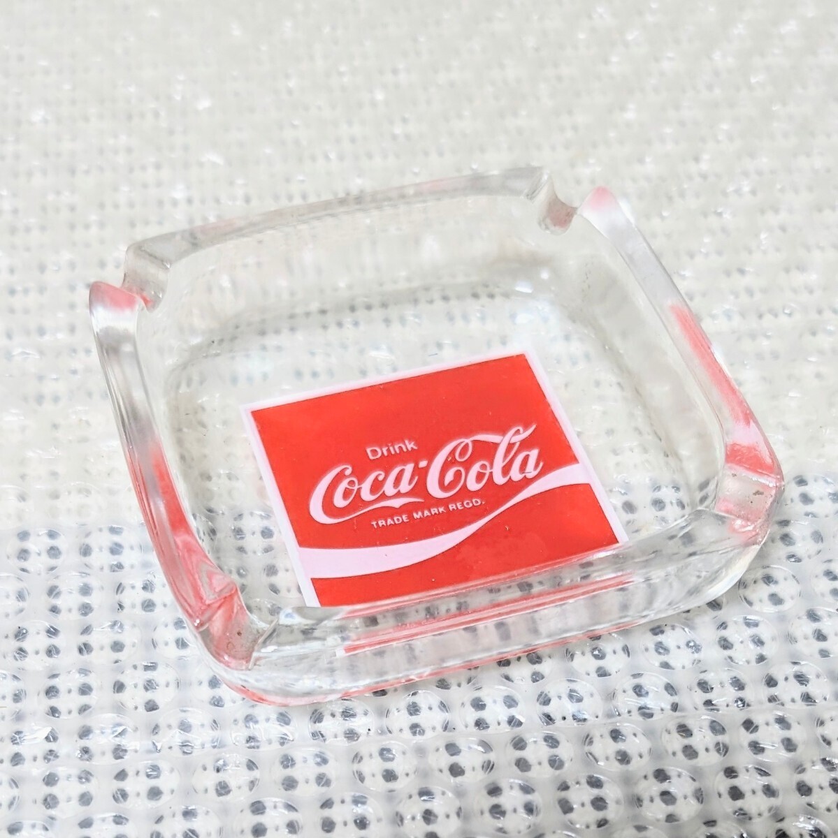 当時物 希少レア コカコーラ ガラス製灰皿 アッシュトレイ 旧ロゴ Drink Coca-Cola ドリンク コカコーラ 1971〜1986年 2個セット②_画像2