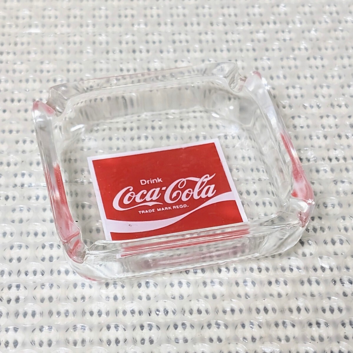 当時物 希少レア コカコーラ ガラス製灰皿 アッシュトレイ 旧ロゴ Drink Coca-Cola ドリンク コカコーラ 1971〜1986年 2個セット②