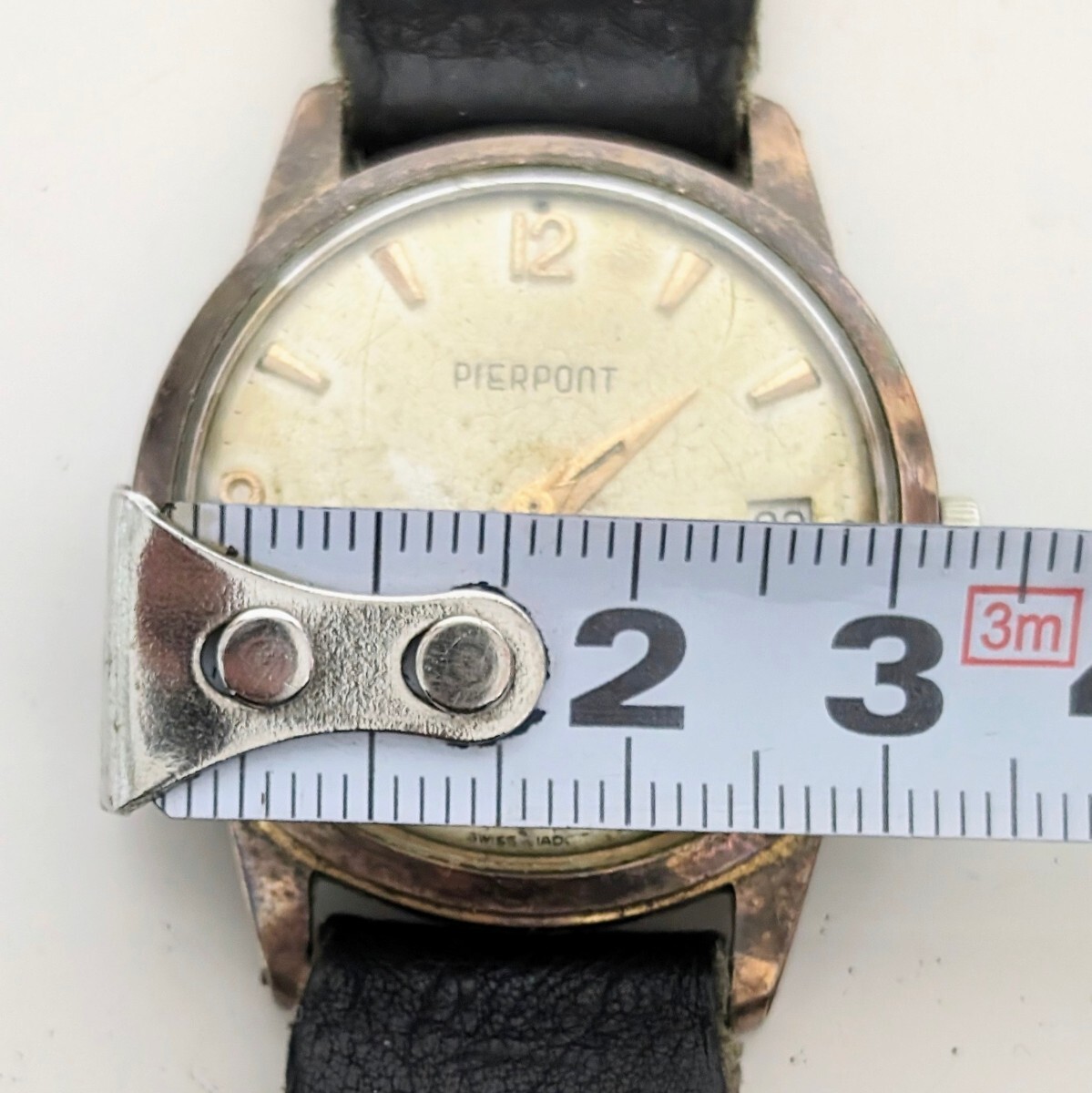 当時物 希少レア PIERPONT SWISS MADE PLAQUE G20 ピアポント スイス製 手巻き デイト 腕時計 ケース20ミクロン金メッキ 動作品 現状品_画像8