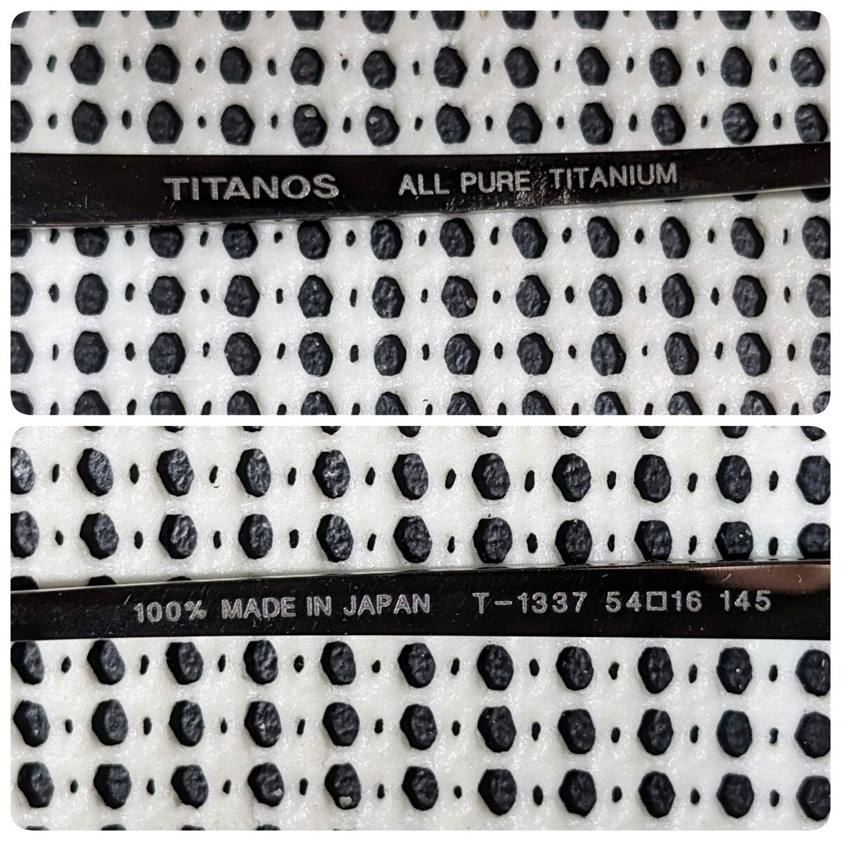 TITANOS ALL PURE TITANIUM チタノス 眼鏡 メガネフレーム チタンフレーム T-1337 シルバー ふち無しツーポイント 度ありレンズ 54□16 145_画像6