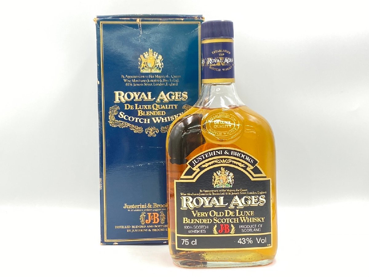 ST【同梱不可】特級 J&B ROYAL AGES ジャスティン ＆ ブルック ロイヤル エイジズ 750ｍl 43% 箱有 未開栓 古酒 Z041942_画像1