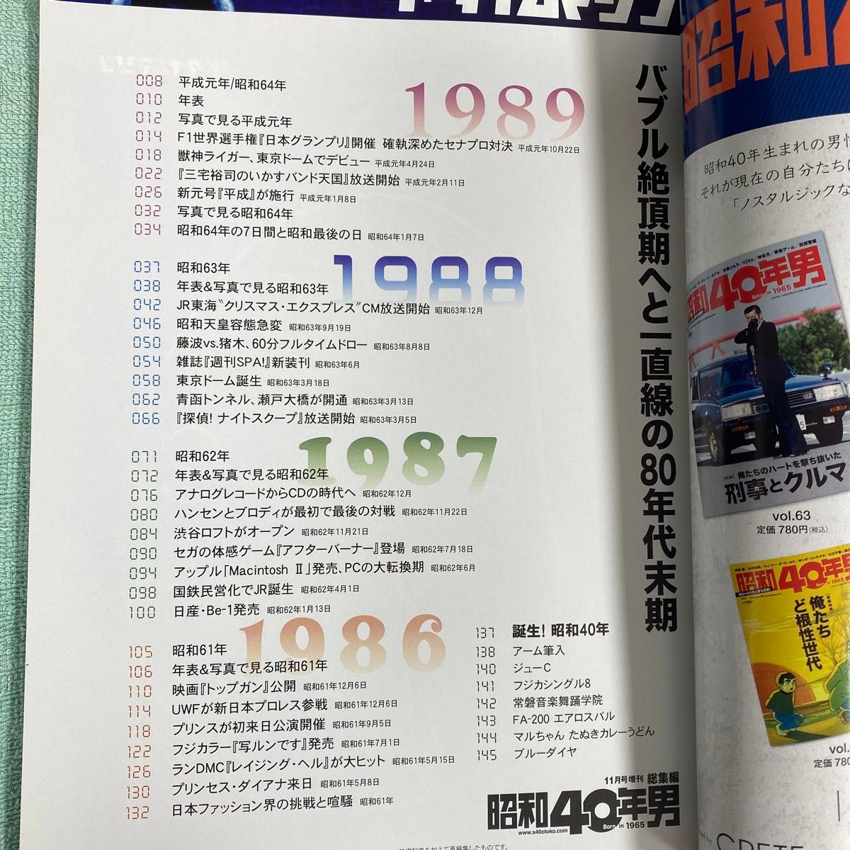 昭和４０年男増刊 ザ・タイムマシン１９８９～１９７０ ２０２０年１１月号 （クレタパブリッシング）