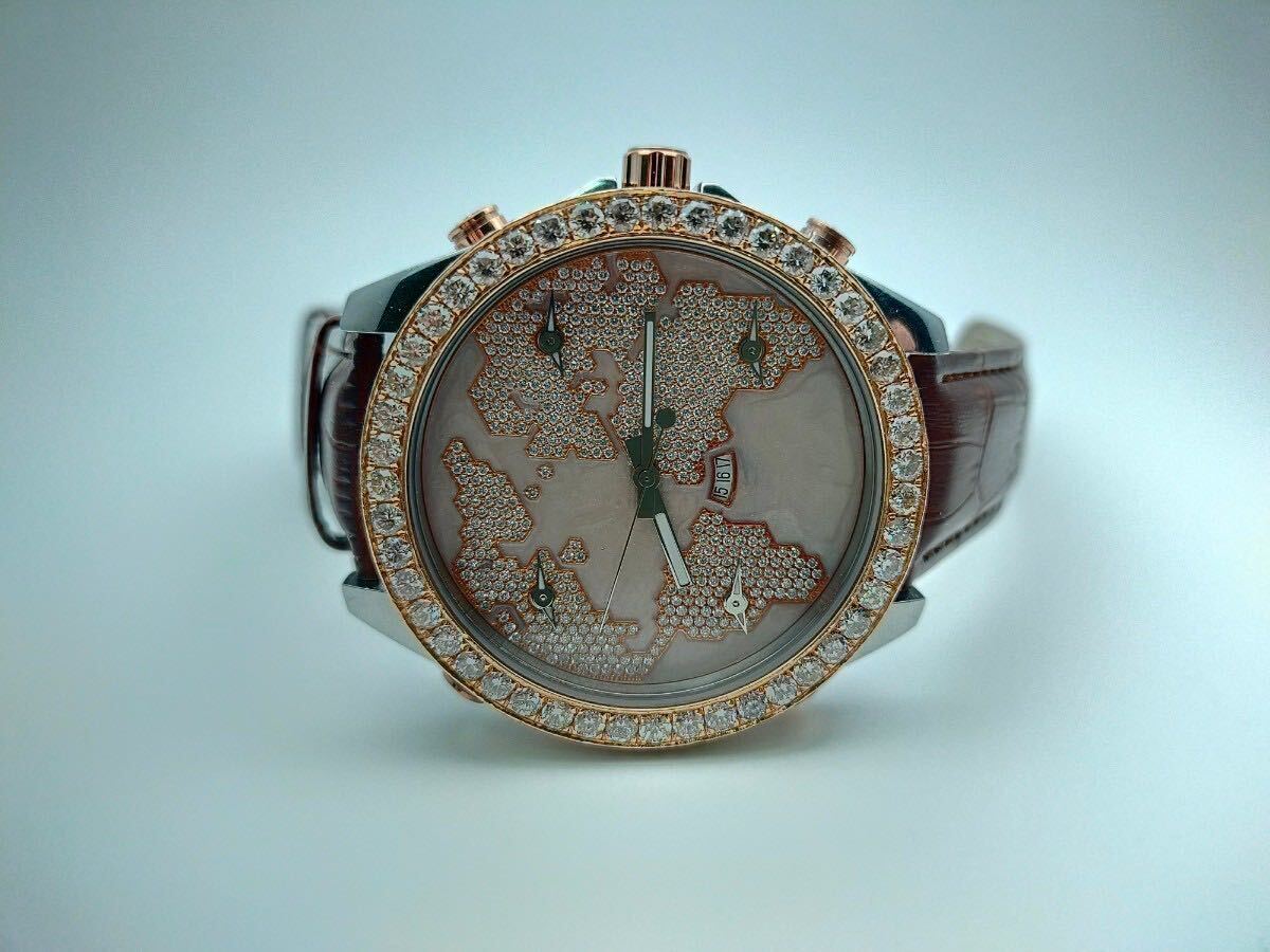 腕時計 ジェイコブ JACOB&CO ファイブタイムゾーン フルダイヤ 18金 18K ベゼル 文字盤 ダイヤモンド ローズゴールド ピンクゴールド 時計の画像4